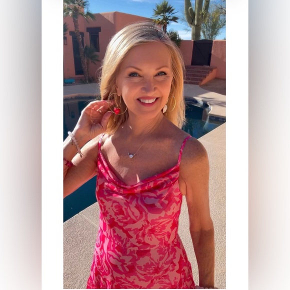 NWT Elegant Pink Floral Maxi Dress-S - Picture 9 of 17